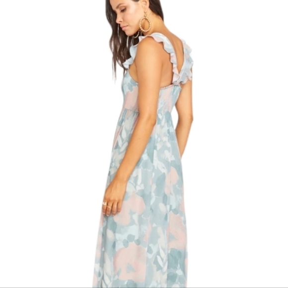 Show me your Mumu NWT June Maxi Dress Sage I Do Floral Green Blush - Picture 5 of 16